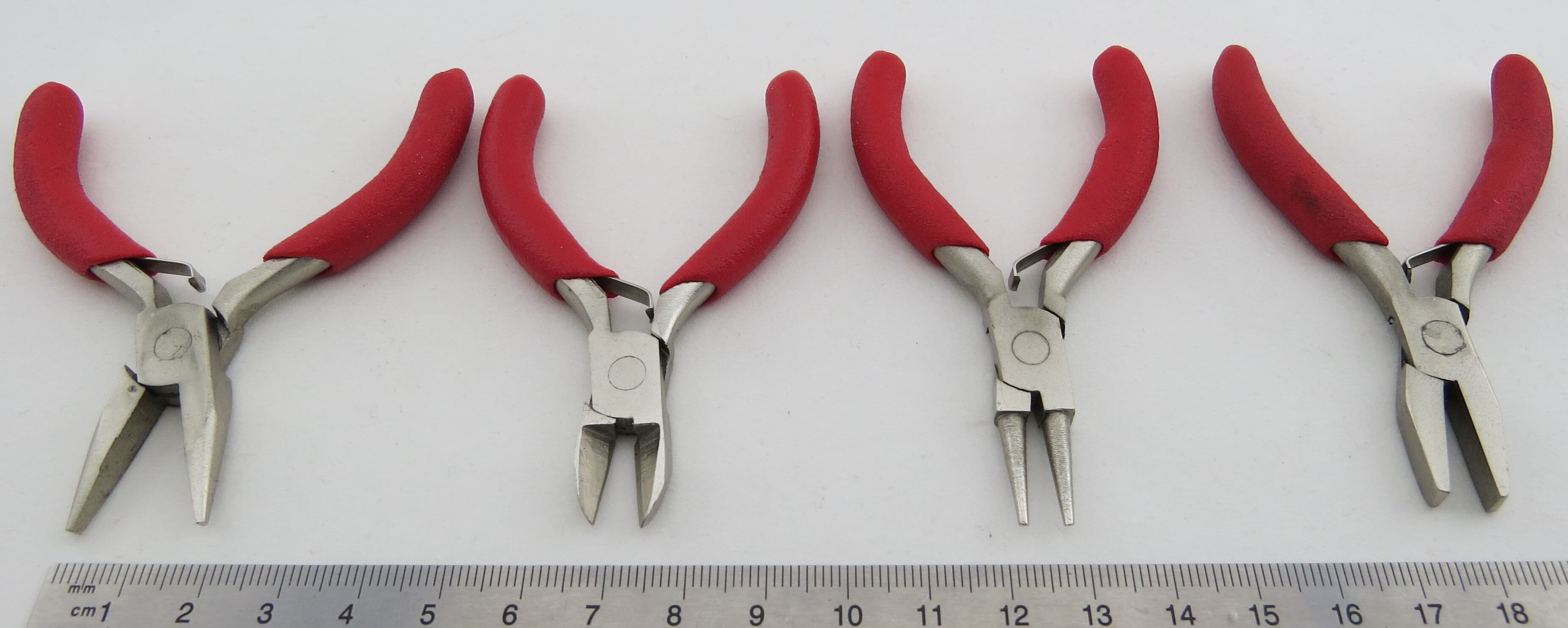 Zangen-Set (Minizangen 80mm lang), mit roten Griffen
