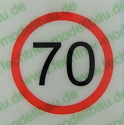 Geschwindigkeitsschild weiss/rot (70) 12,5mm Durchmesser    