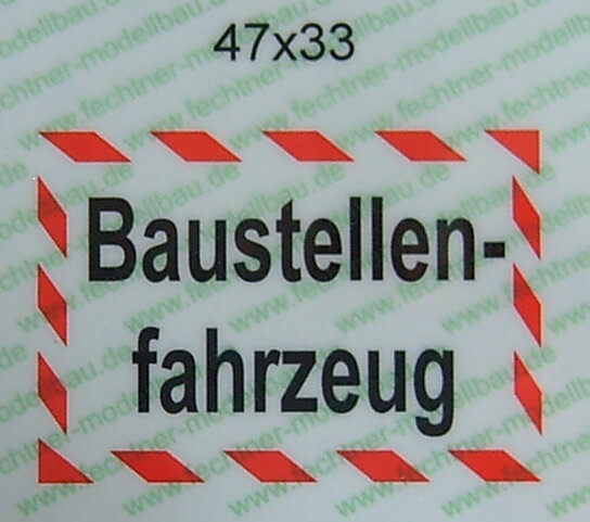 Textschild "Baustellenfahrzeug" 2-zeilig selbstklebende     
