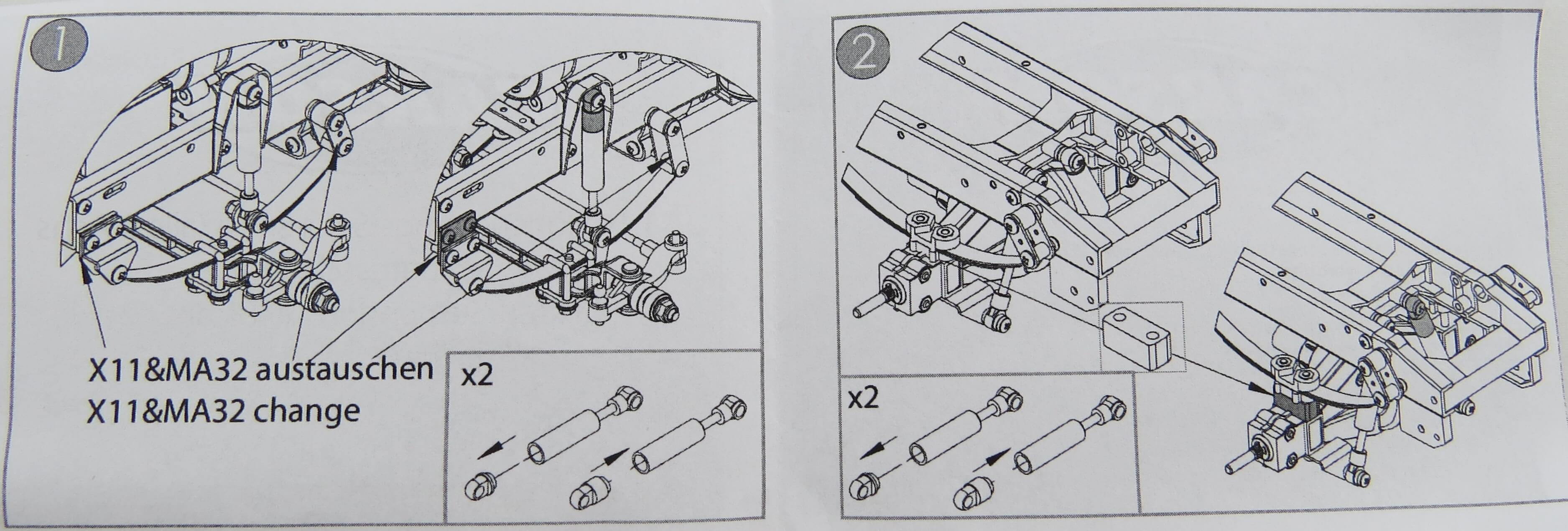 Höherlegungs-Set (1:14). Passend zu allen 2-achsigen ZM