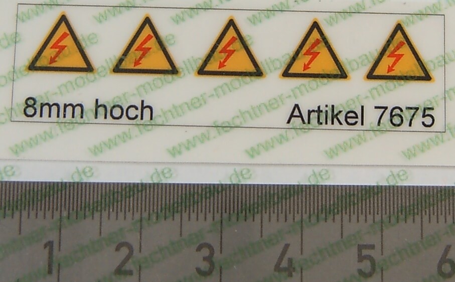 Warndreieck-Symbole-Set 8mm hoch, 5 Symbole,                