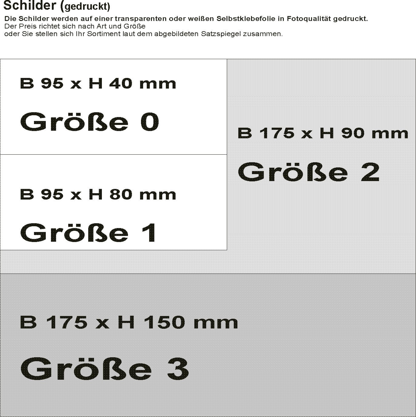 1 Schilder-Set, Foliendruck, Set-Größe 3 175x150mm,         