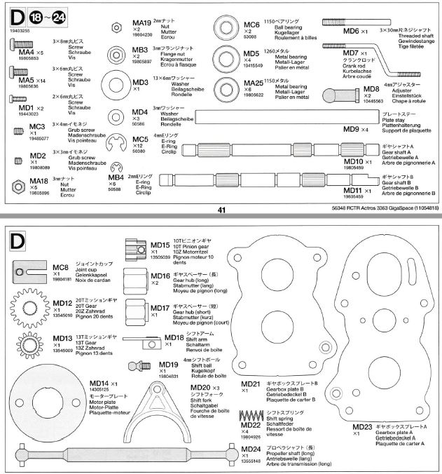 1 Metallteilebeutel D. Für ACTROS 3363 von Tamiya.          