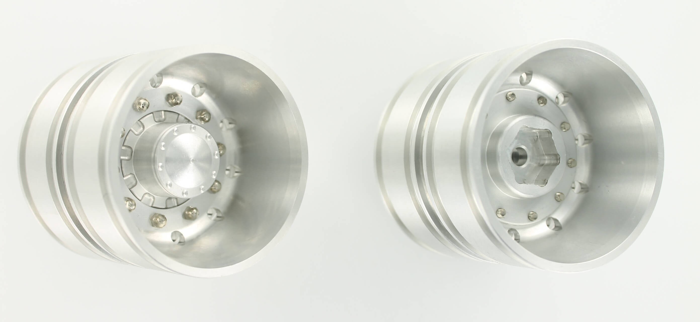 1x Paar Alu Doppel-Felgen, Rundloch passend zum Tamiya      