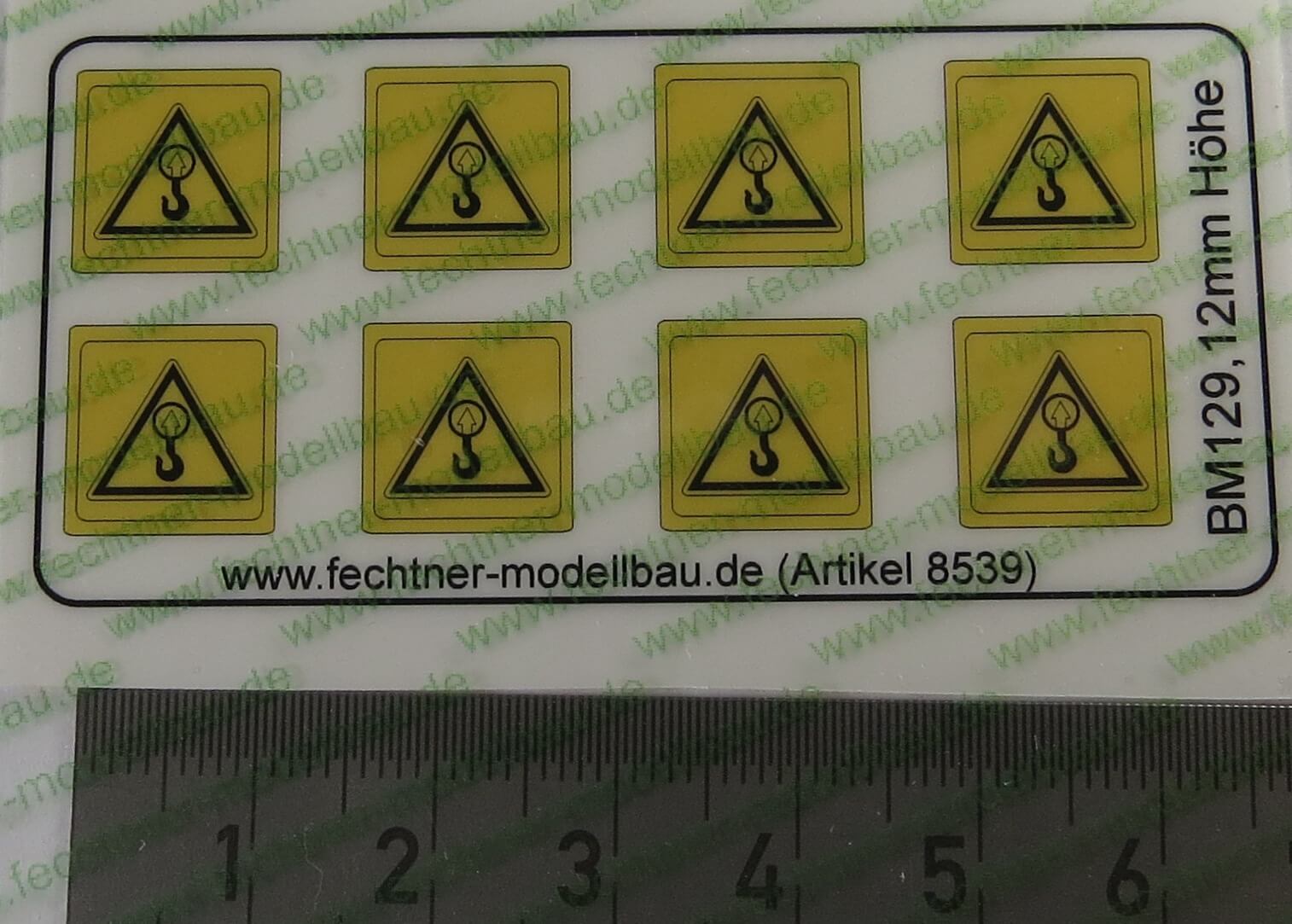 1 Warn-Symbole-Set 12mm hoch, BM129, 8 Symbole,             