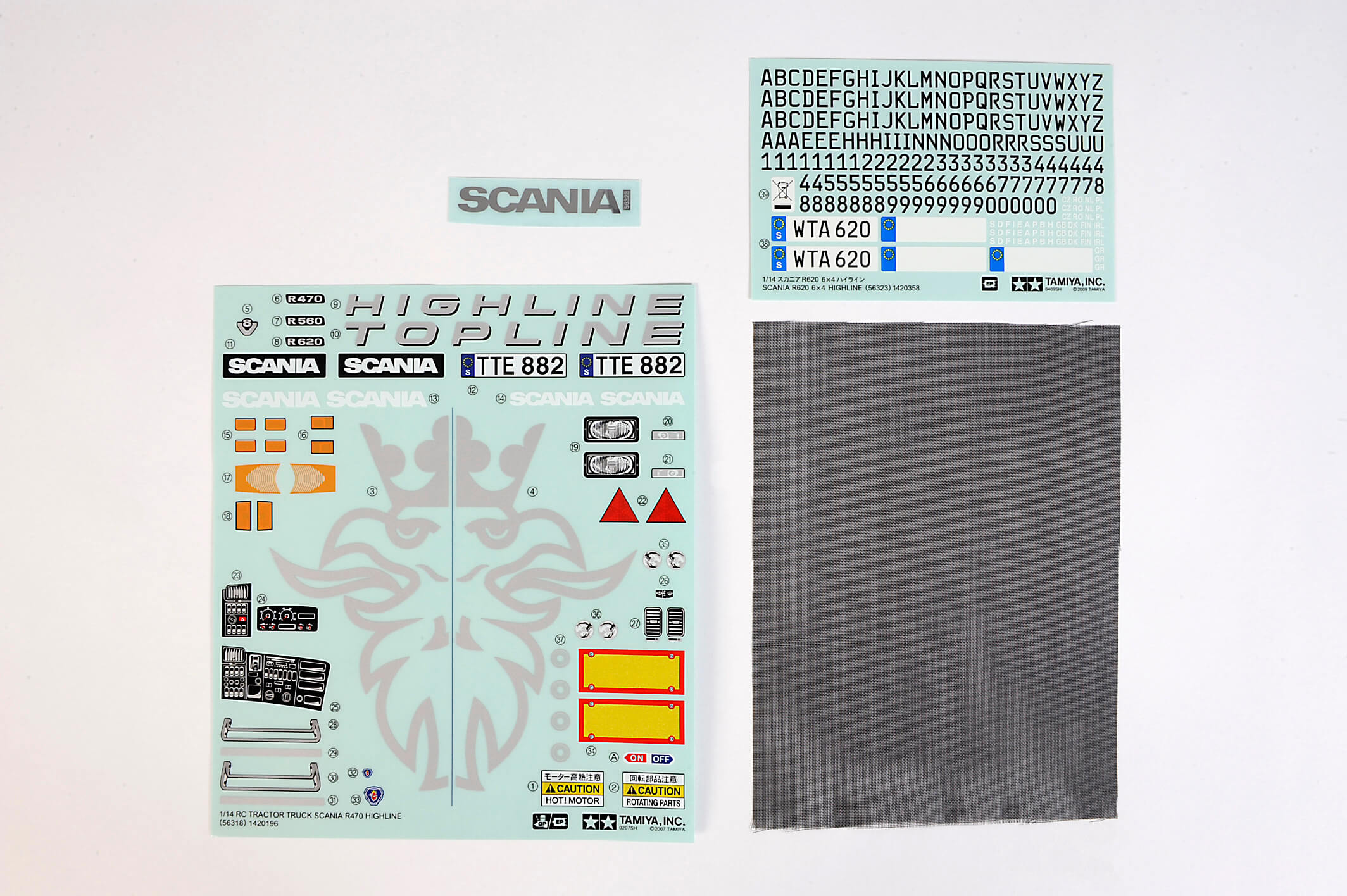 1 Dekorbogen für Scania R620 (3-Achs) von Tamiya            