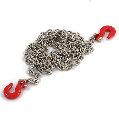 Haken aus Metall in rot mit Kette 75cm lang
