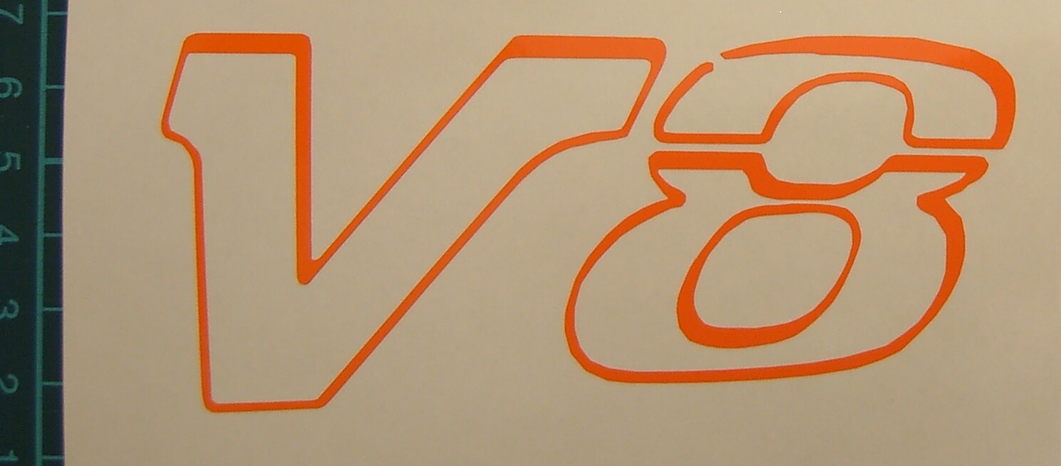 1 Folien-Decal "V8"-Symbol 50mm hoch aus hochwertiger       