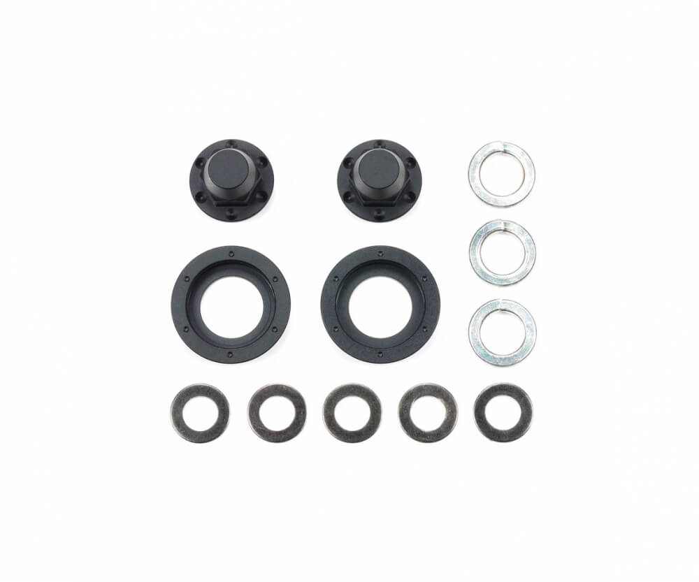 Tamiya Radnaben-Set VA schwarz. Für Vorderachse (2)         