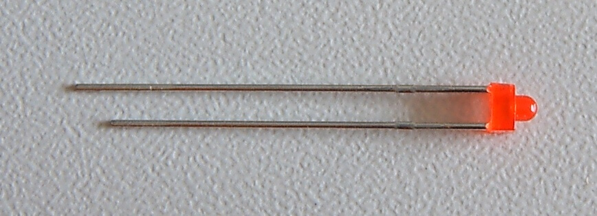 1x LED rot 1,8mm, rot diffuses Gehäuse,  bedrahtet