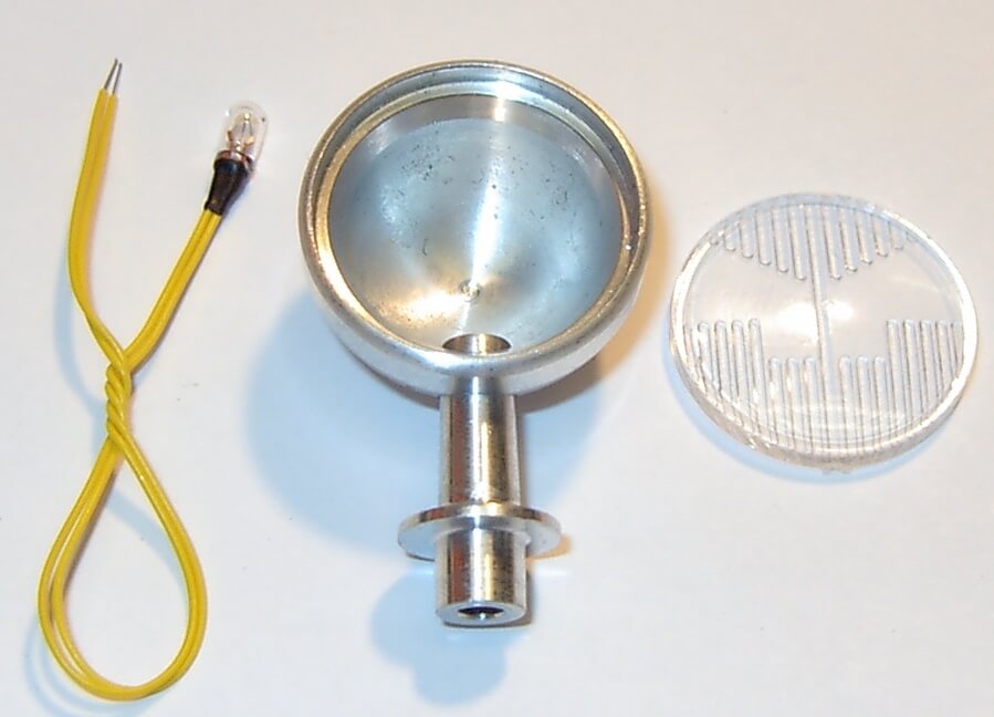 Alu-Lampe 24,5mm Durchmesser, mit Halter Alu, gedreht, mit  