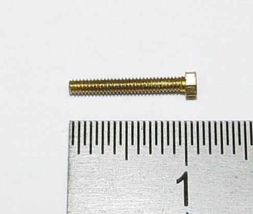 6-Kant-Modellschraube M1,4 x 10 Messing. SW 2,0mm Kopfhöhe 1