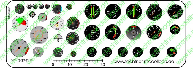 1x Instrumenten-Aufklebersatz, giga-plus 35 Instrumente     
