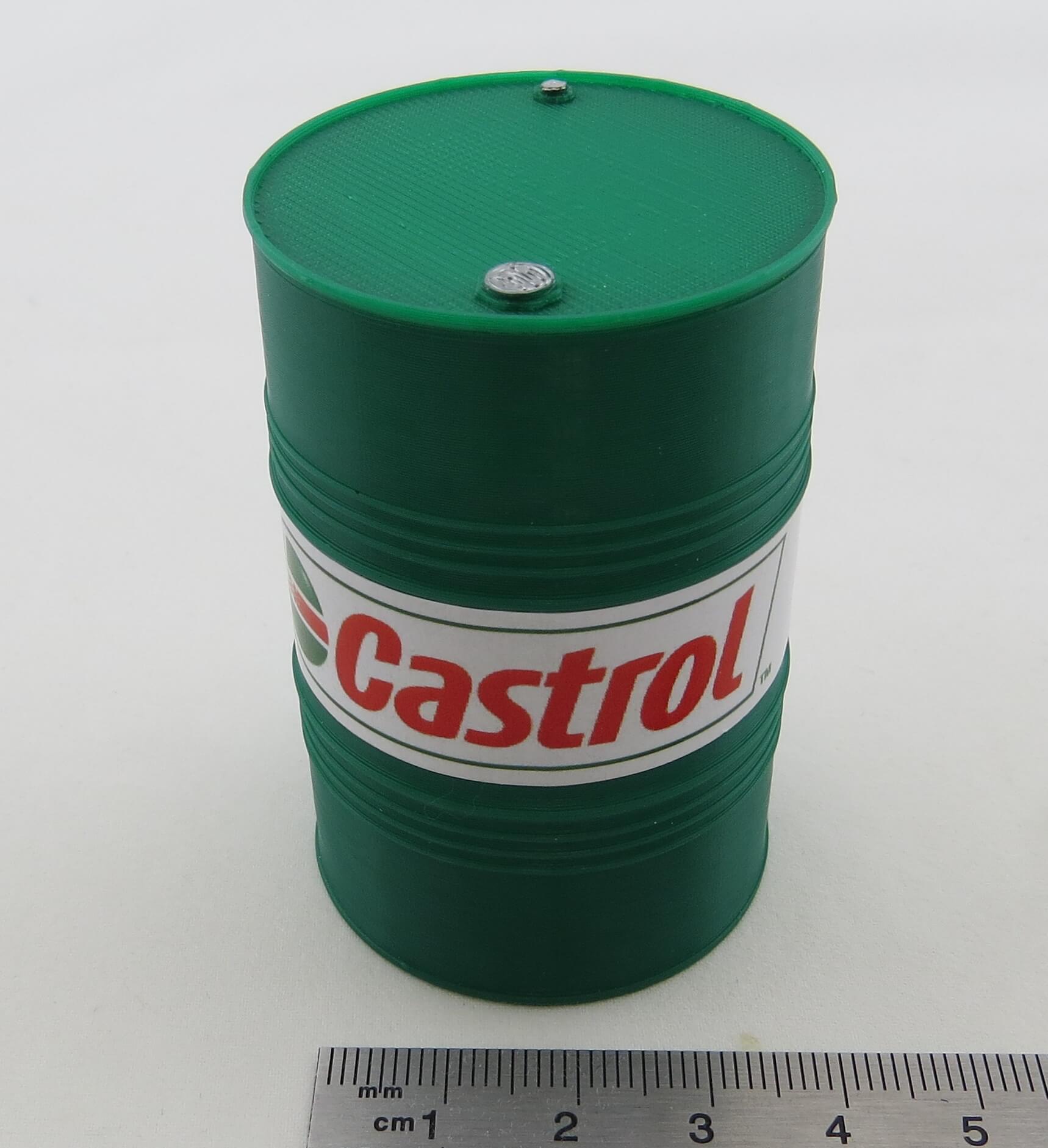 Ölfass CASTROL 200l. Höhe ca. 62mm, Durchmesser 40mm