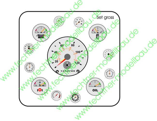 1x Instrumenten-Aufklebersatz, groß, 13 Instrumente 5-20mm  