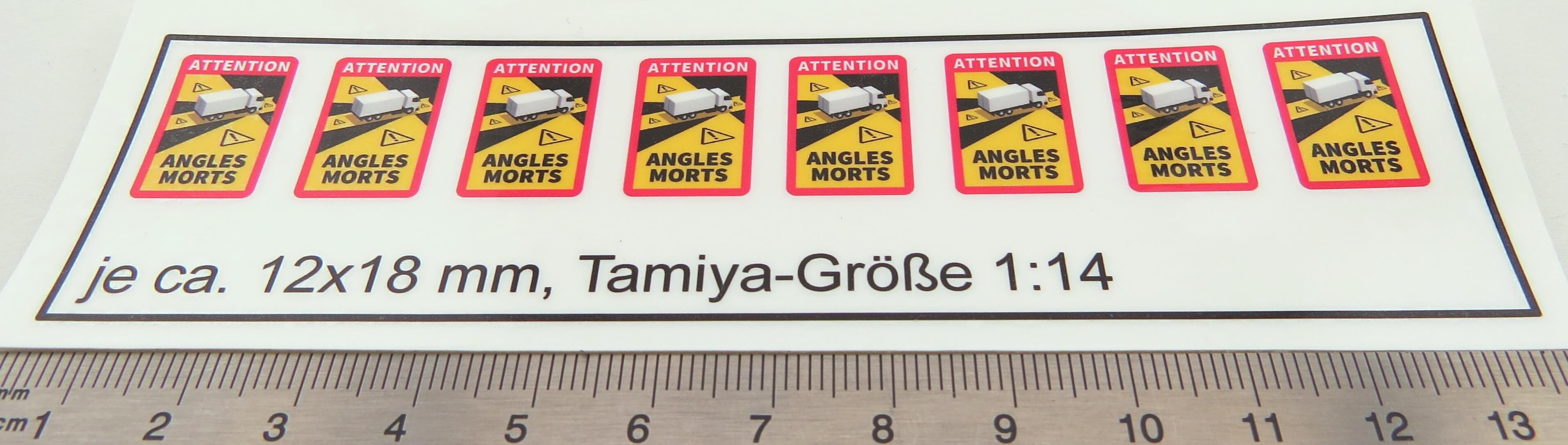 Aufkleber Warnschild "Toter Winkel" 1:14 aus selbstklebend