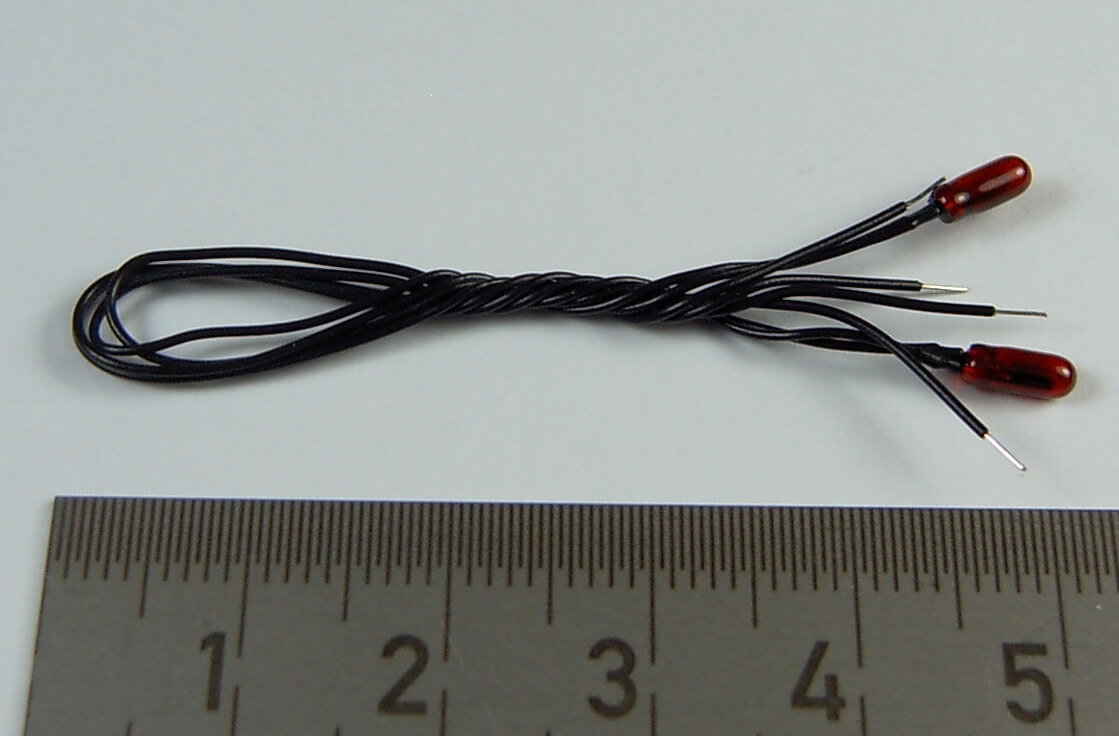 Glühbirnchen, rot,6V, 2,3mm Durchmesser, 50mA, 10cm         