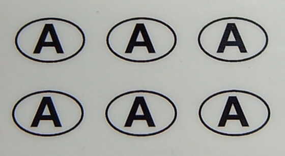 6 Nationalitätskennzeichen . 8mm hoch passend zum        