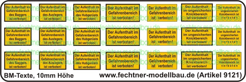 1 Warn-Symbole-Set 10mm hoch, BM-Texte1, je 3x 7 Symbole,   