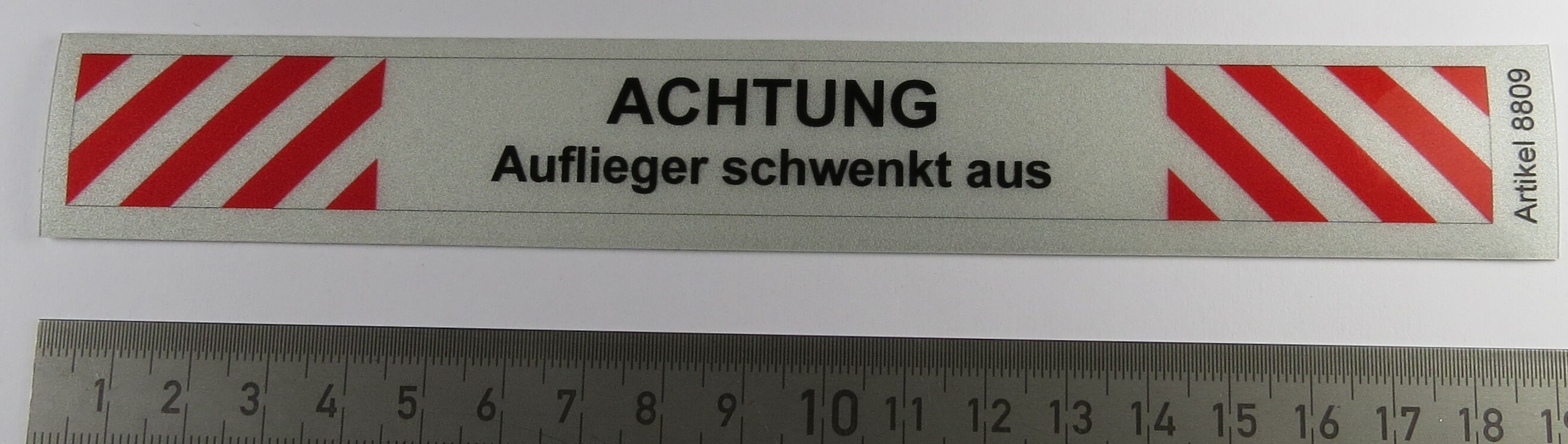 1x Aufkleber REFLEX-Warnschild 180x20mm. Aus                