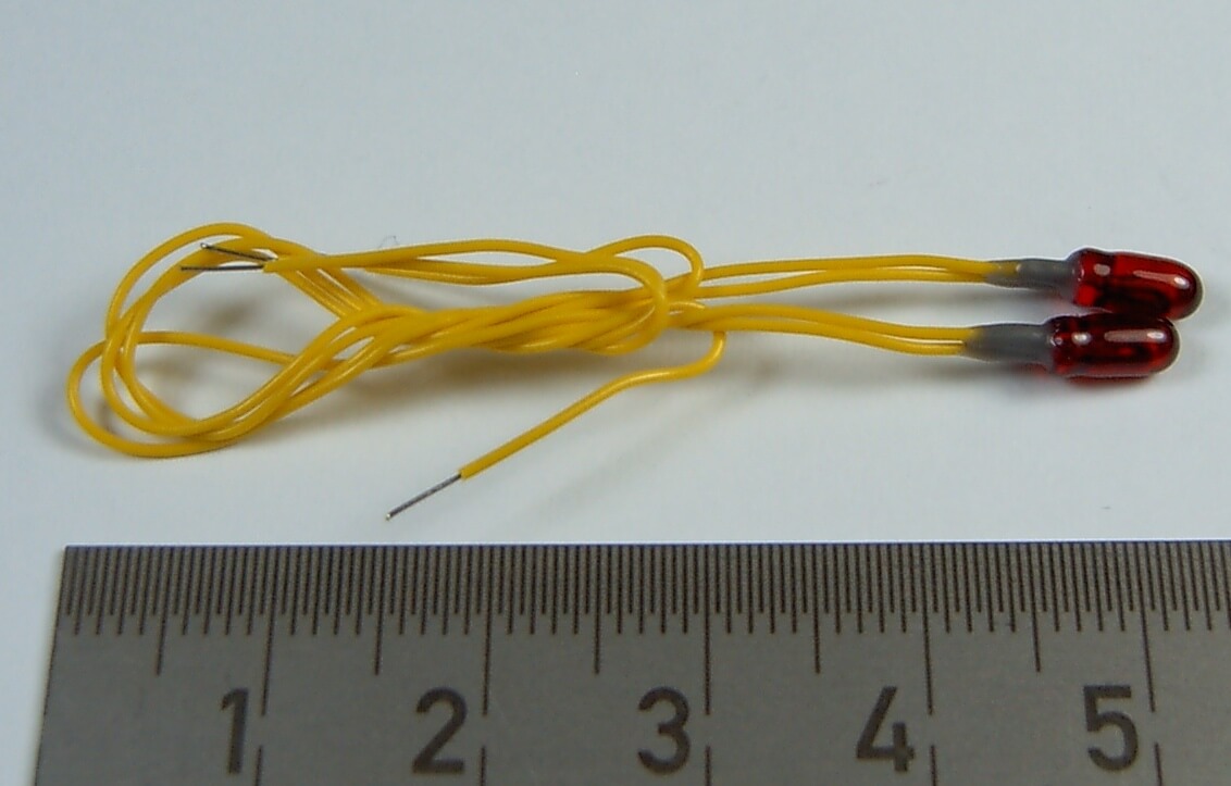 Glühbirnchen, rot, 6V, 3mm Durchmesser,  50mA, 10cm         