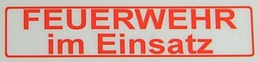 Textschild "FEUERWEHR..",rot,1:12 selbstklebende Folie mit  