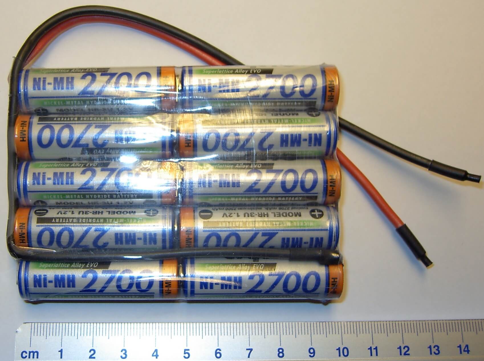 Akku-Pack mit 10x Sanyo HR-3U-Zellen,12V 10 Zellen, 2700mAh