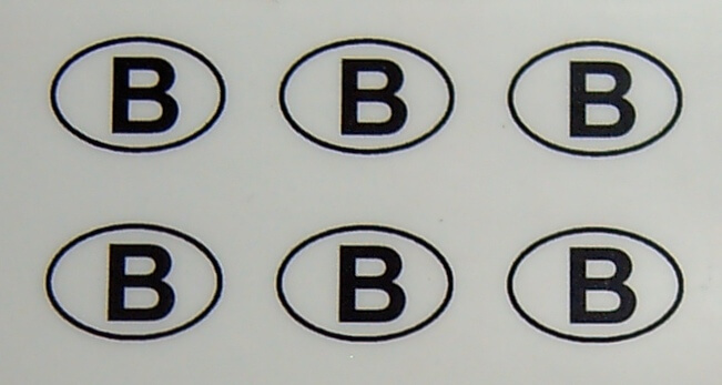 6 Nationalitätskennzeichen . 8mm hoch passend zum        