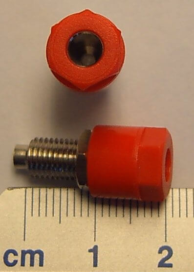 Telefonbuchse, rot, für 4mm Büschel- Stecker, Lötanschluss