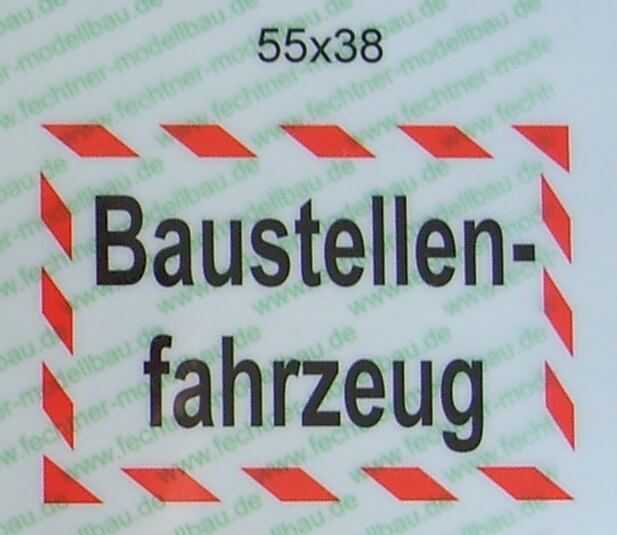 Textschild "Baustellenfahrzeug" 2-zeilig selbstklebende     