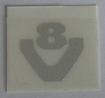 V8-Symbol aus Chromfolie 15mm hoch (1 Paar) geschnitten     