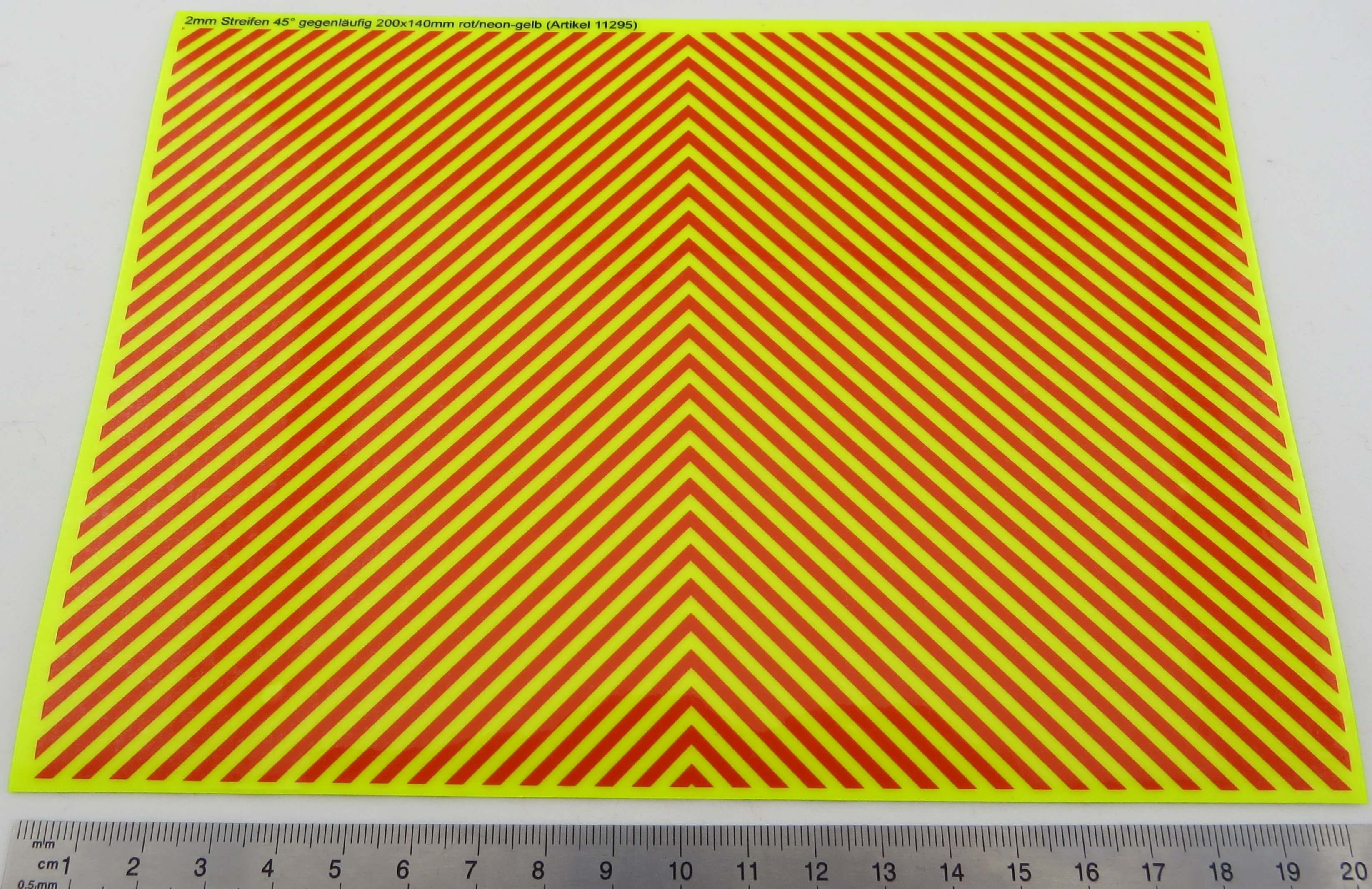 Dekorbogen Warnstreifen NEON-GELB, ca. 200x140mm 2mm-Streife