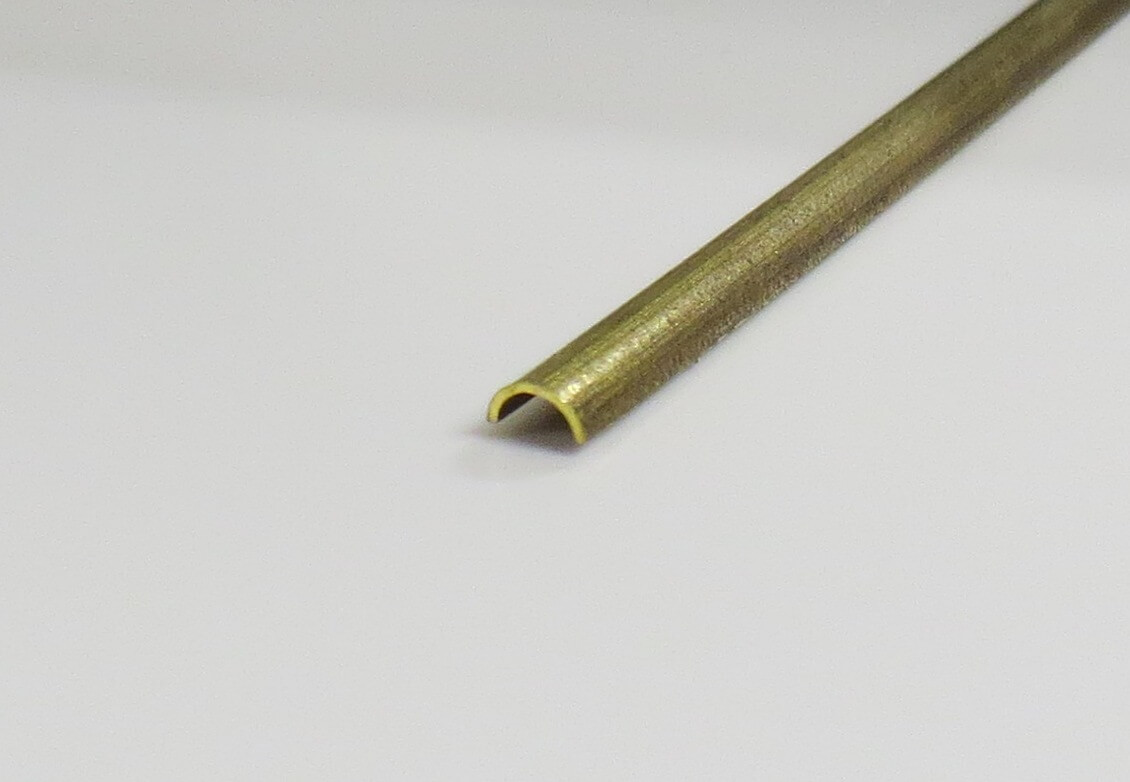 Halbrundrohr-Messing 2,0x1,0mm, 1mtr.  CuZN37 - CW508L      