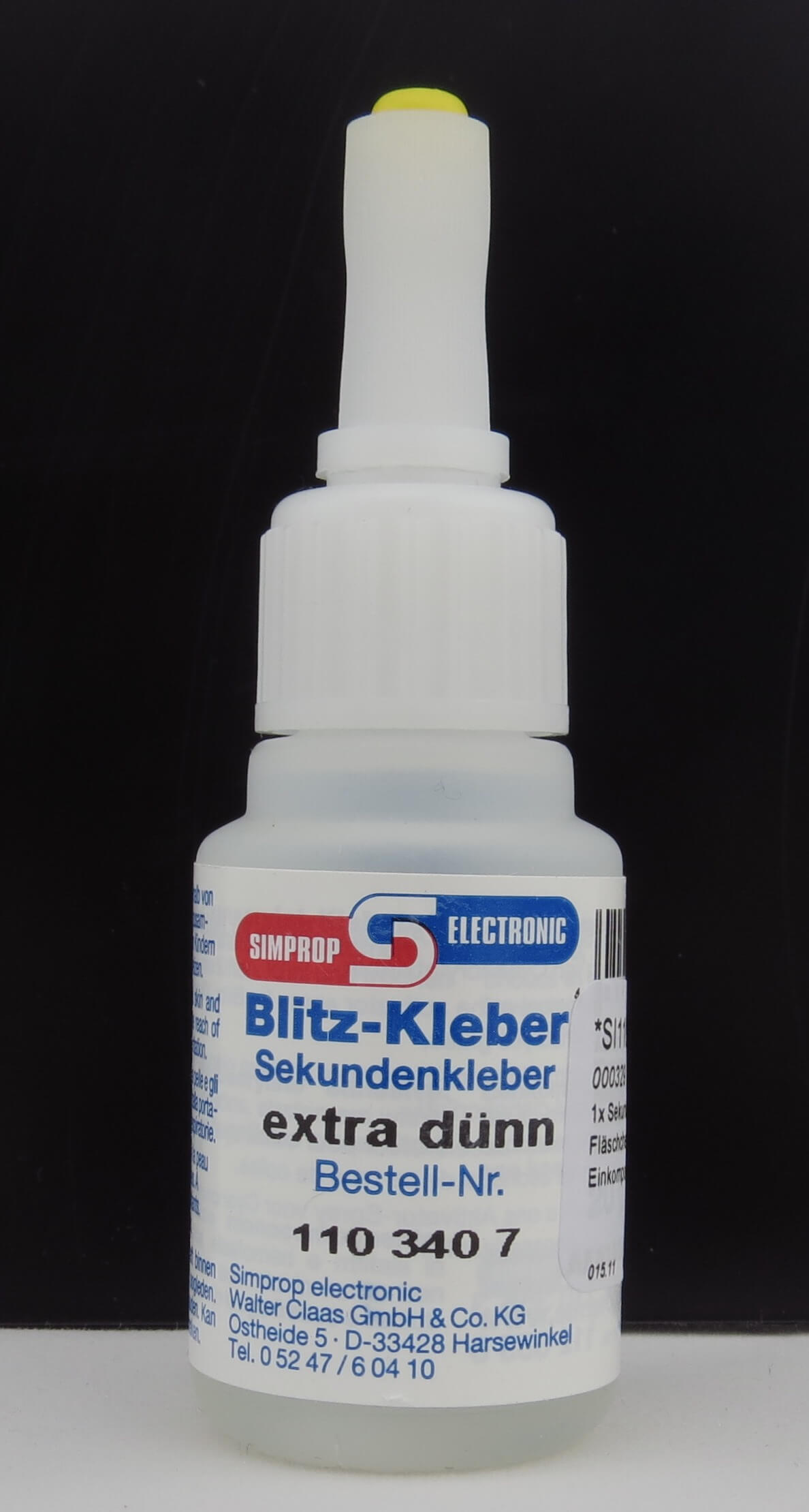 1x Sekundenkleber, DÜNNFLÜSSIG. 20gr.    Fläschchen. Kein Sp