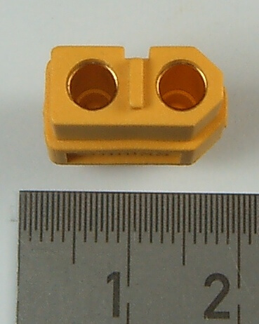 1x XT-60 Buchse. Gelbes Gehäuse. 2 Pole. Belastbarkeit      