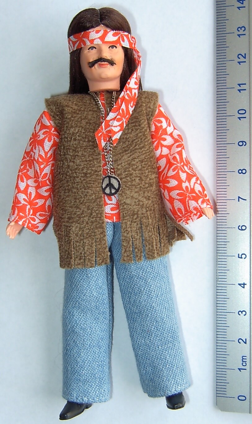 1x Biegepuppe Hippie ca. 14cm hoch mit
