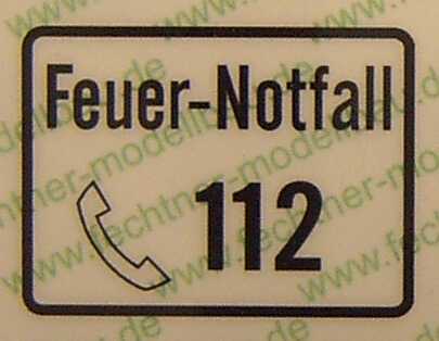 Feuer-Notfall-112-Schild 26x19mm, 1:TAM  Selbstklebendes    