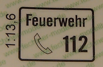 1 Feuerwehr-112-Schild 25x18mm, 1:TAM.   Selbstklebendes    