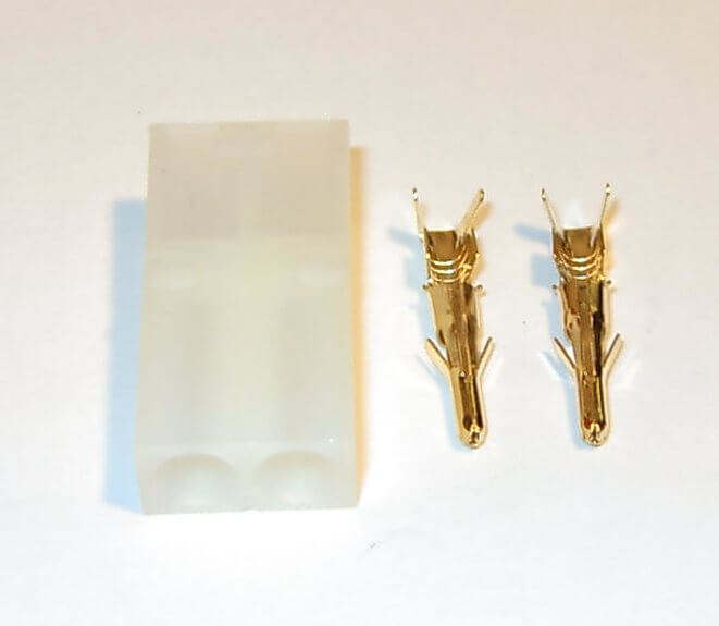 Tamiya-Stecker vergoldet, weiß, 2-polig. 10 Stück           