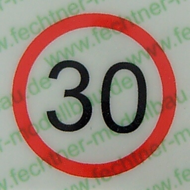 Geschwindigkeitsschild weiss/rot (30) 12,5mm Durchmesser    