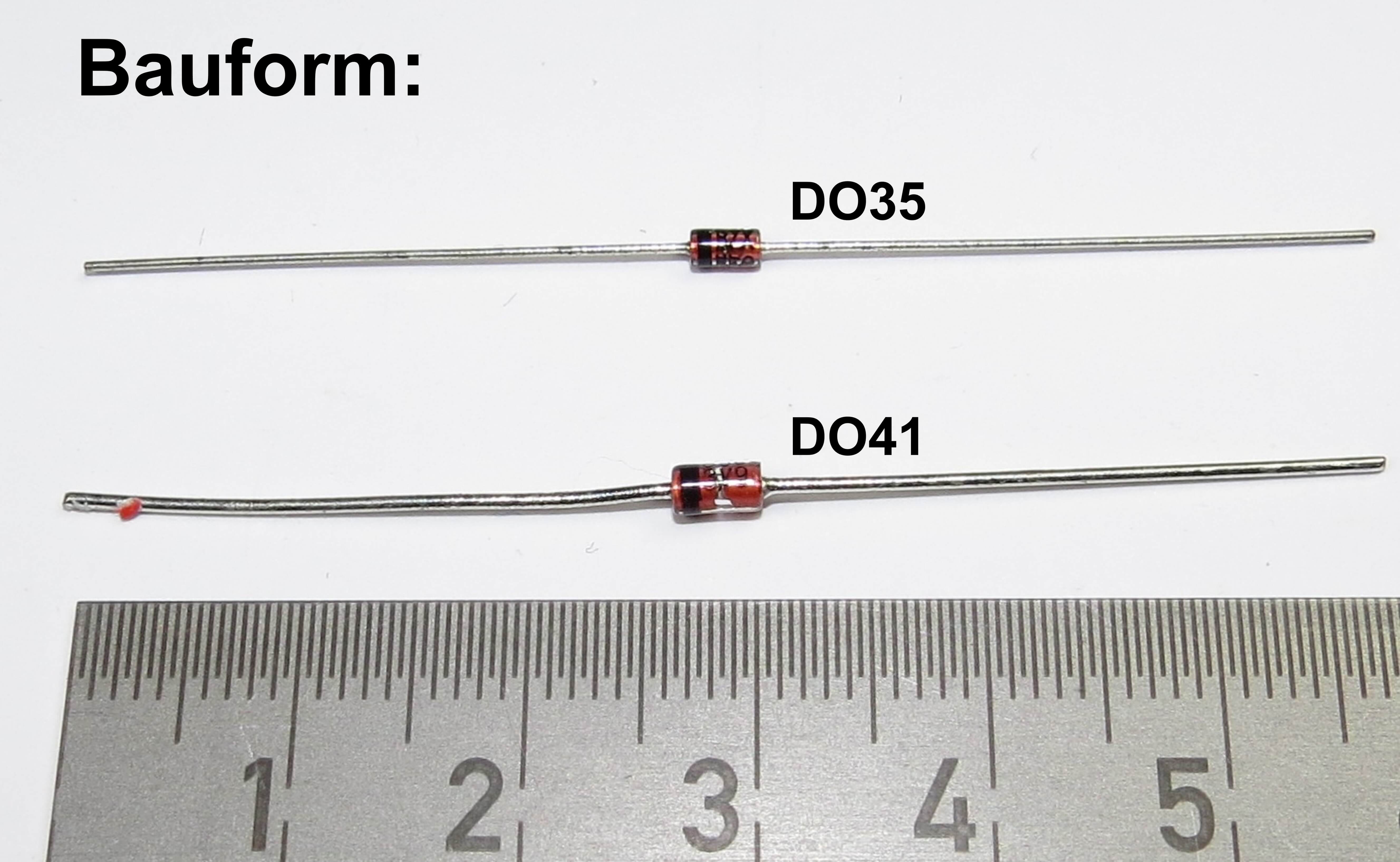 1x Z-Diode, axial bedrahtet, 7,5V 1,3W-Zenerdiode. Bauform