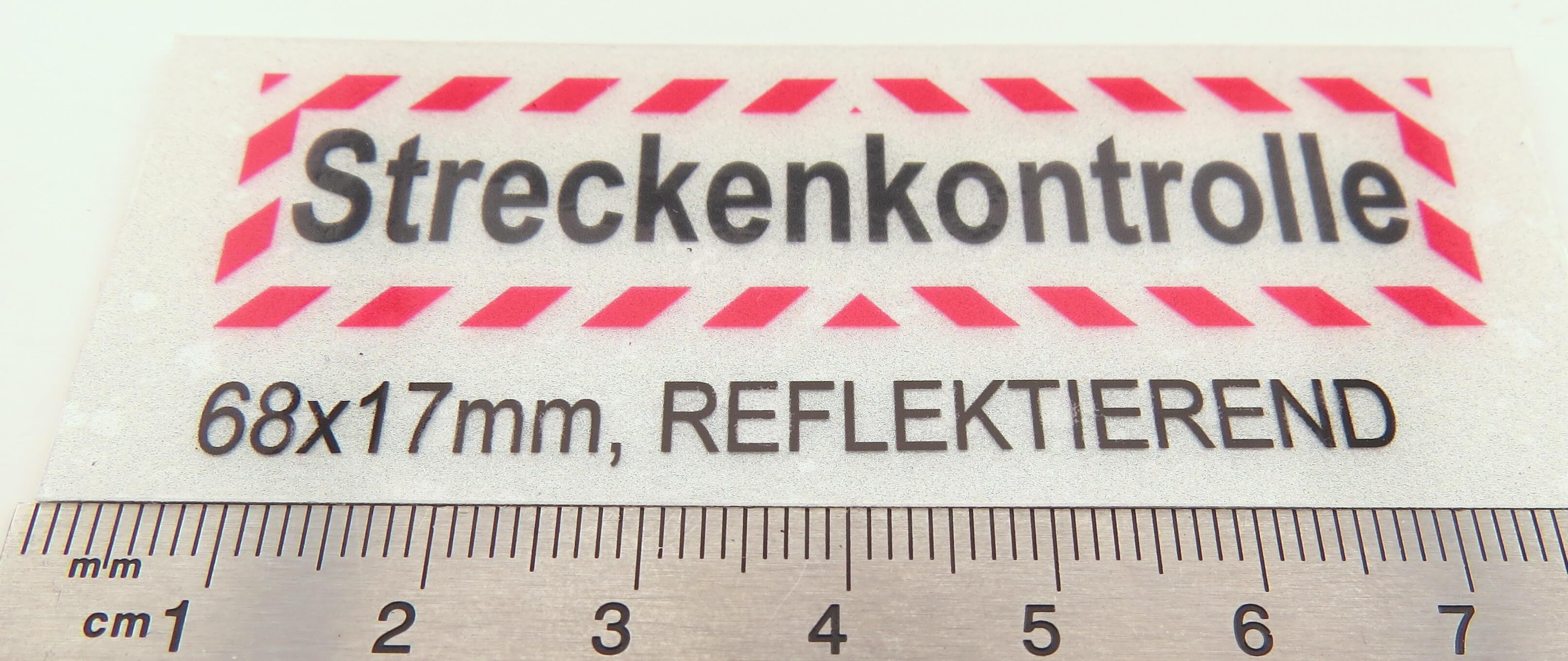Textschild "Streckenkontrolle" 1-zeilig, selbstklebende Foli