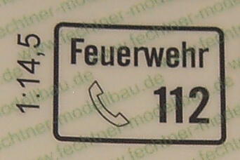 1 Feuerwehr-112-Schild 24x17mm,1:WDC. Selbstklebendes       