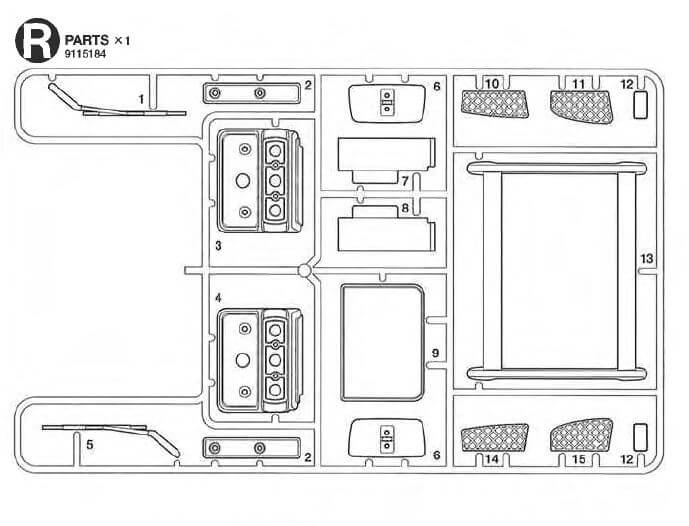 1 Spritzguss-Teilesatz R-Teile, schwarz. Für Scania von