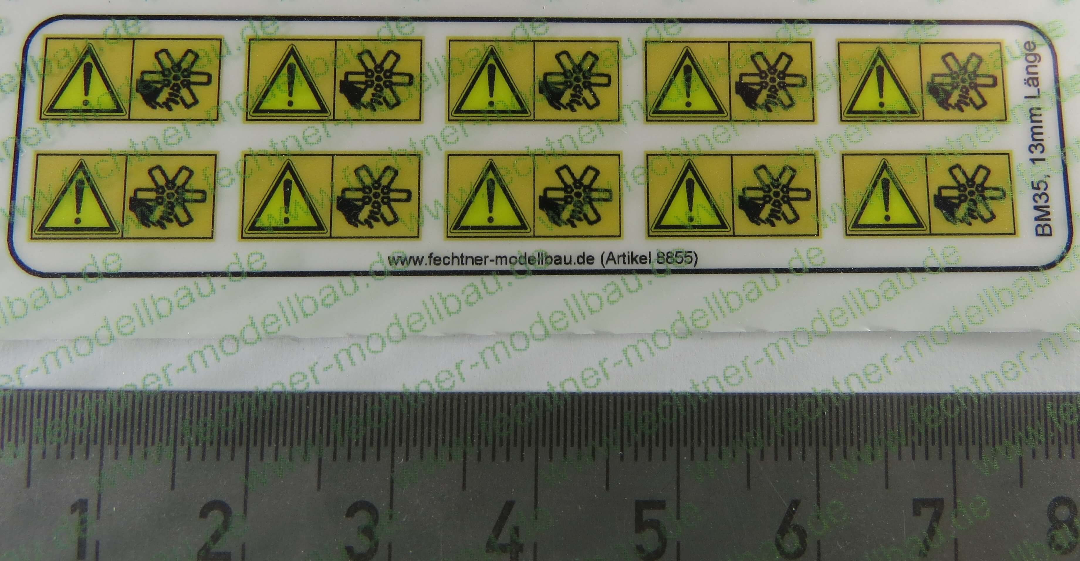 1 Warn-Symbole-Set 13mm breit, BM35, 10 Symbole,            