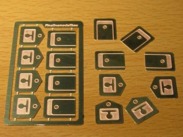 Set Stauboxgriffe Messing geätzt, 8 St.  Angedeuteter