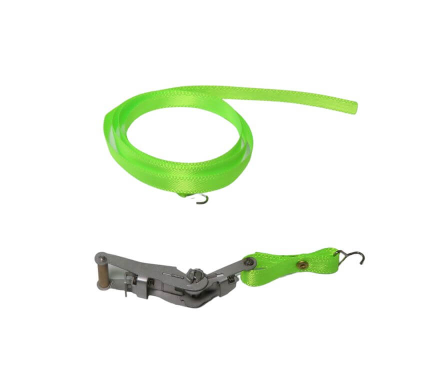 1:10 Spanngurt grün mit Ratschen-Funktion aus Edelstahl