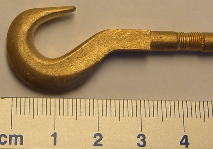 Kranhaken (Einfachhaken), Messingguss,   20x34mm 4,8mm      