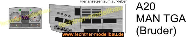 Decal/Aufkleber "Armaturenbrett" A20 für MAN TGA (Bruder),  