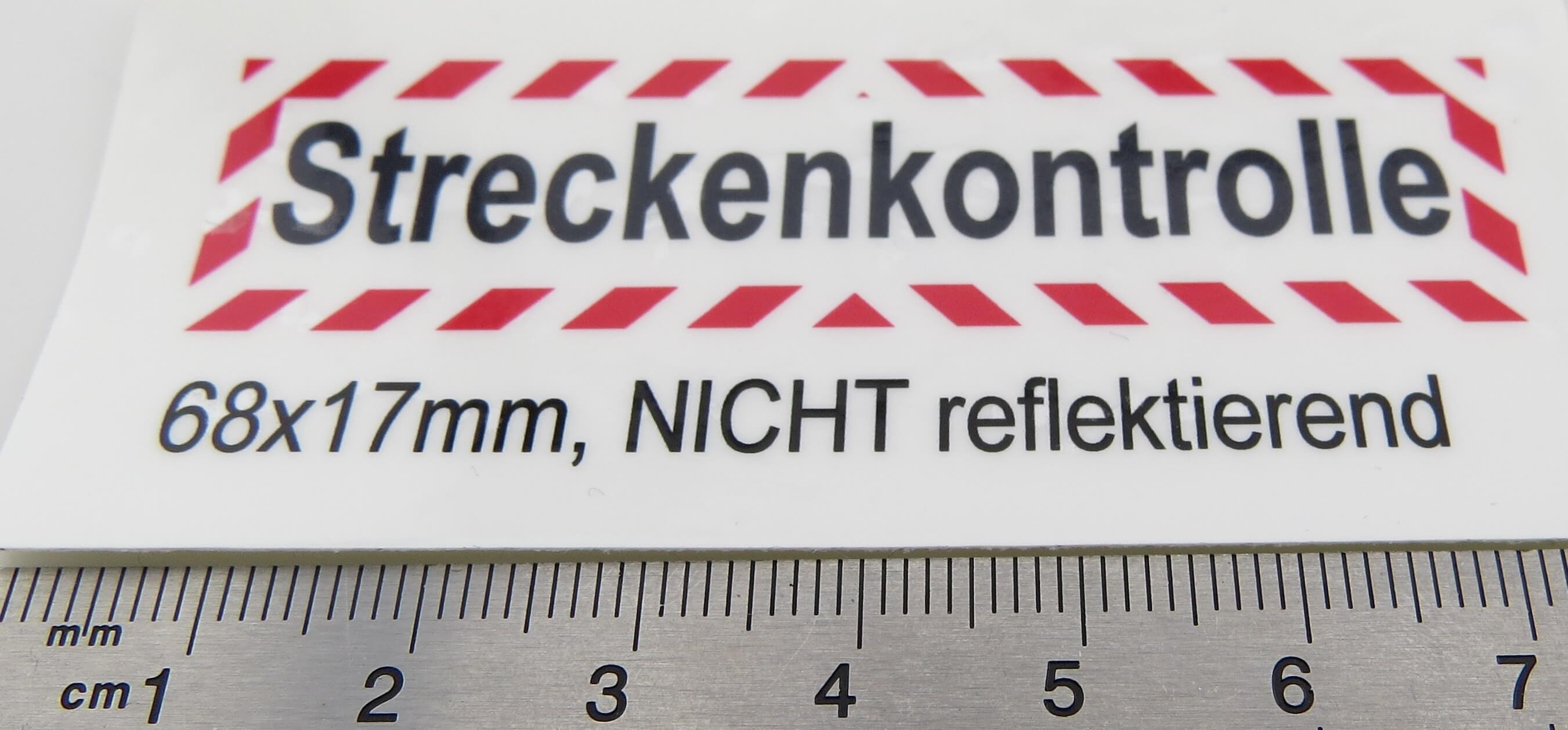 Textschild "Streckenkontrolle" 1-zeilig, selbstklebende Foli